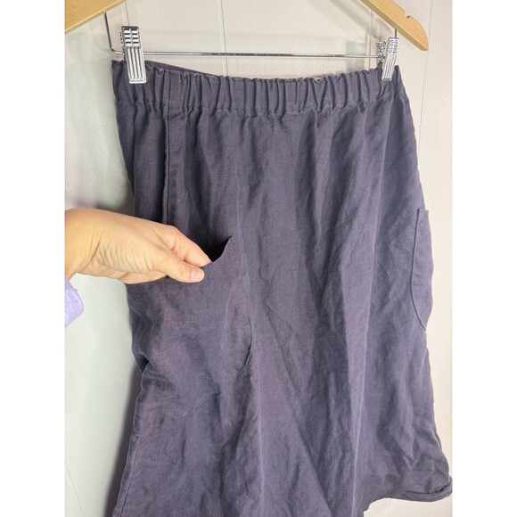 Ivey Abitz Women’s S/M Skirt Dark Gray Linen Midi Length Circle Skirt Pockets - Picture 2 of 9